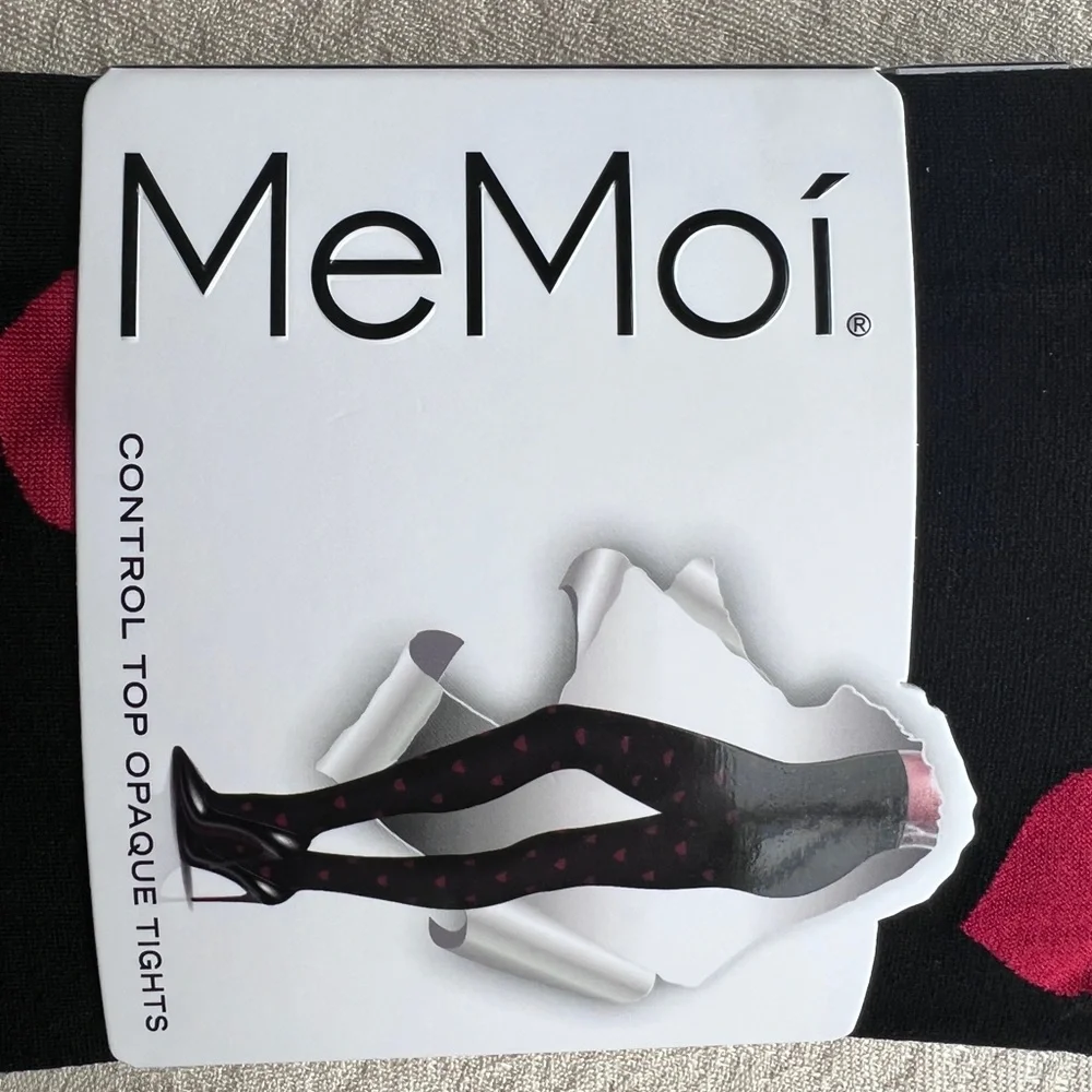 MEMOI 2 pair Control Top Opaque Tights size S/M black